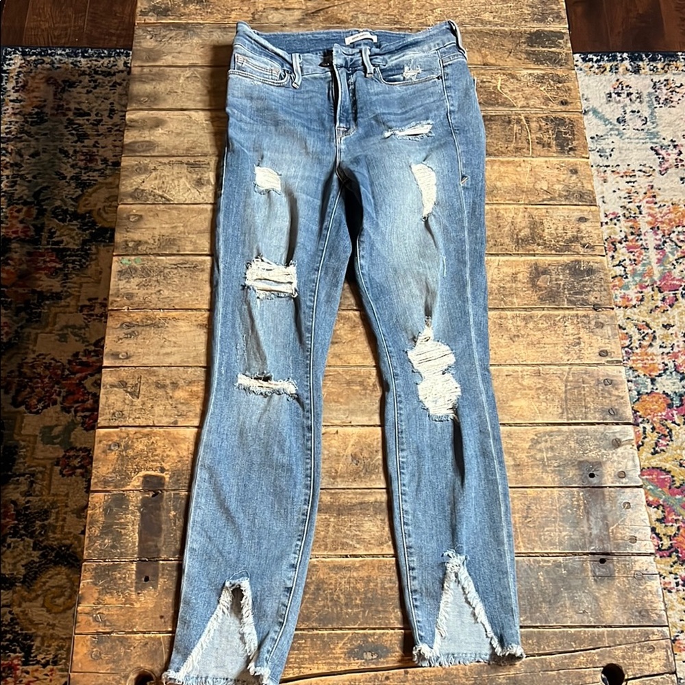 Good American Good Legs Distressed Blue Women's Jeans